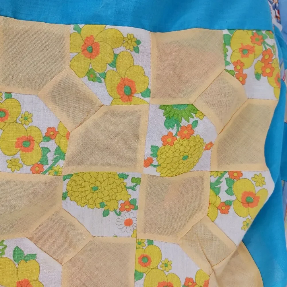 Handmade Bow Tie Quilt Top Hand Pieced Unfinished 95x71